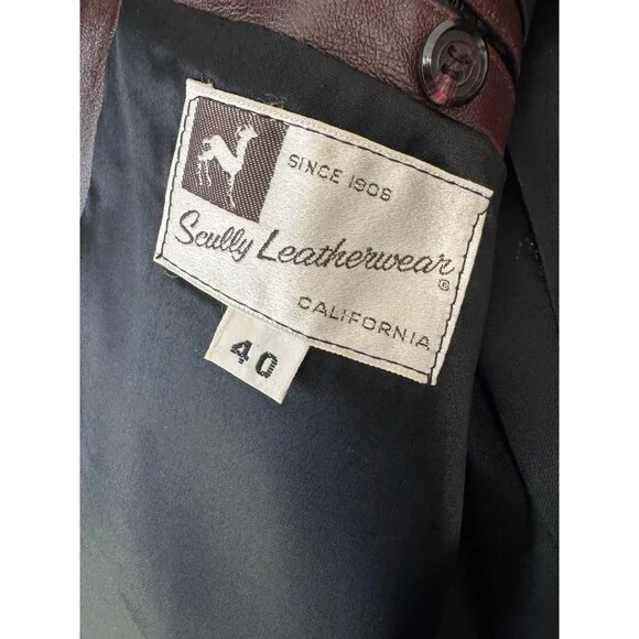 Scully Cherry Leather Ostrich Trim Blazer Jacket Men’s Size 40